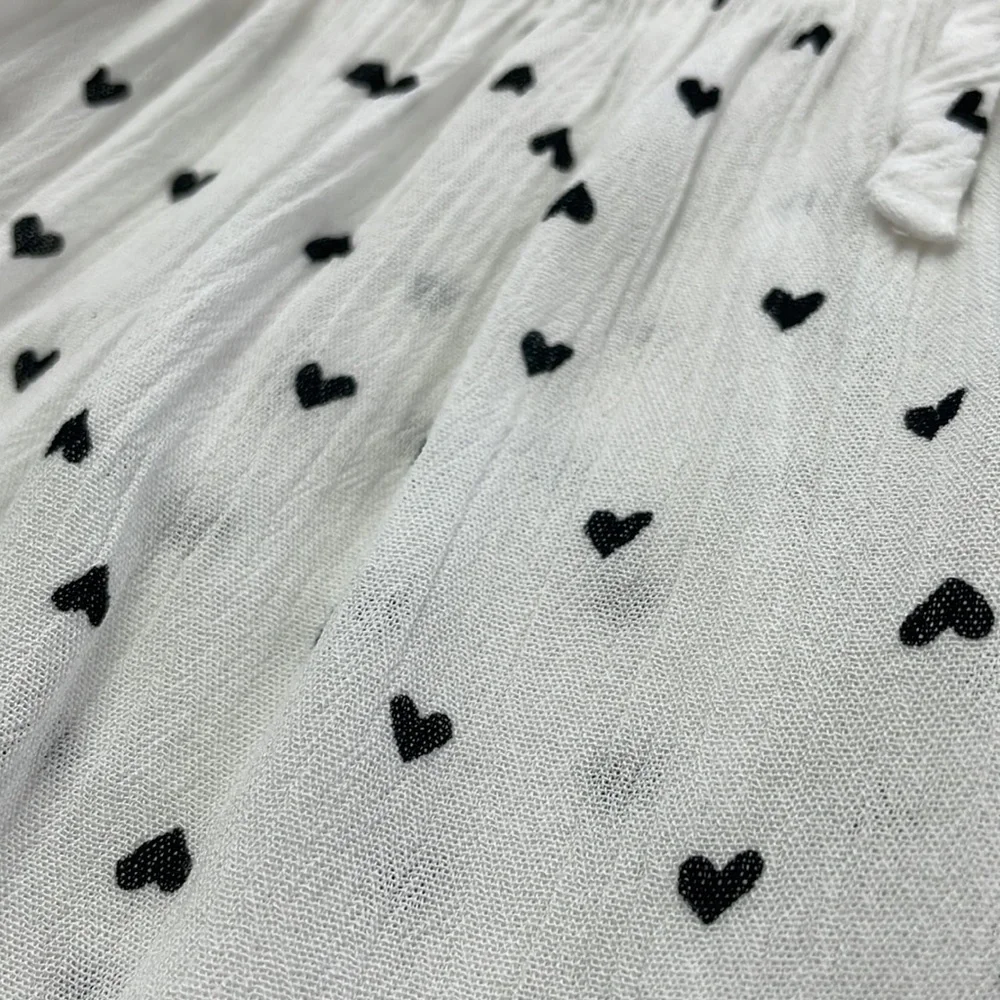 White/ Black Heart Puff Sleeve Top - Picture 11 of 15